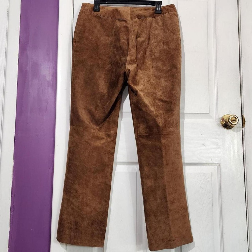 Vintage Brown Suede Floral Embossed Pants - Picture 2 of 5